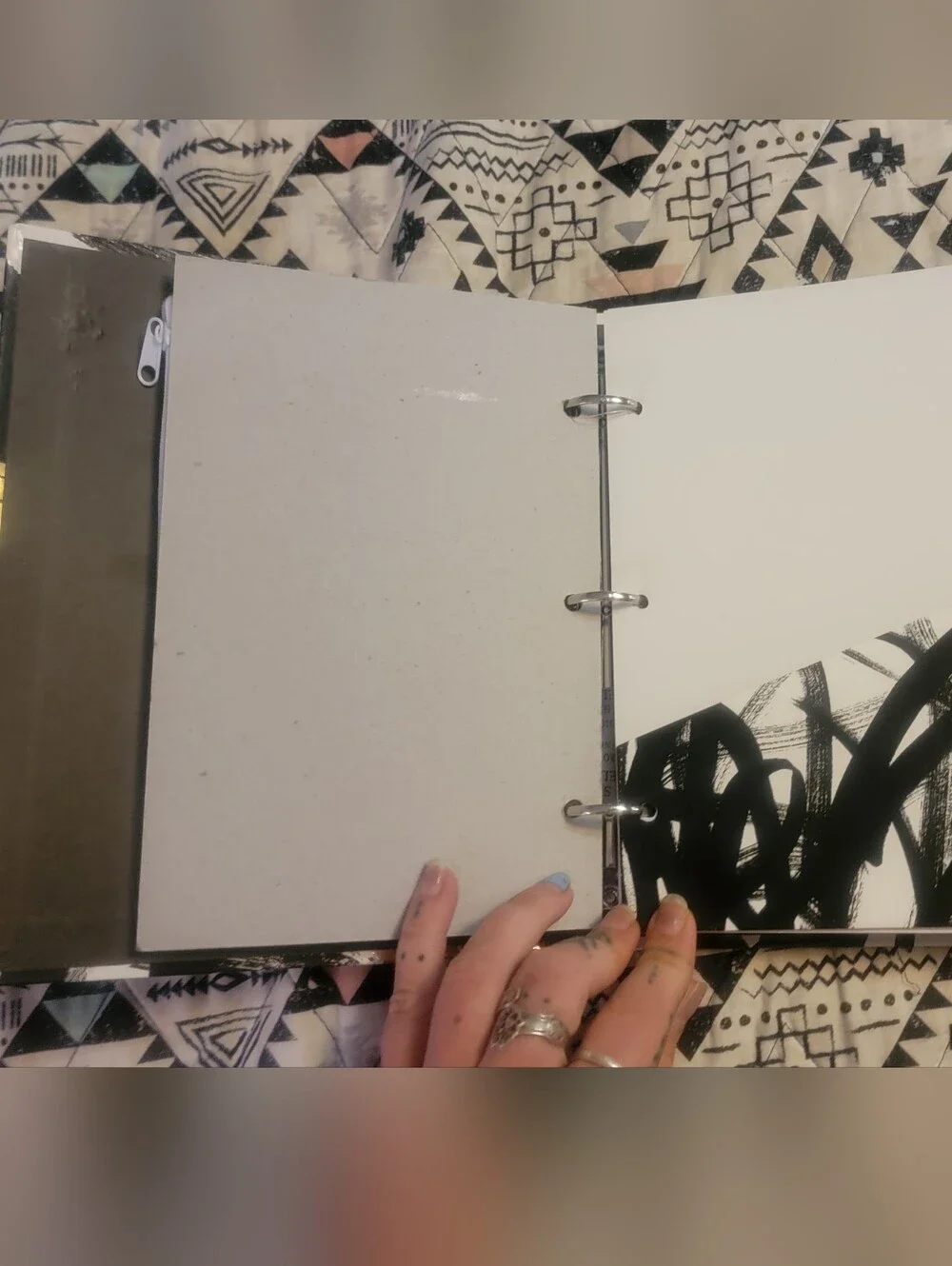 Modern Abstract Binder with Black and Gold Brushstrokes